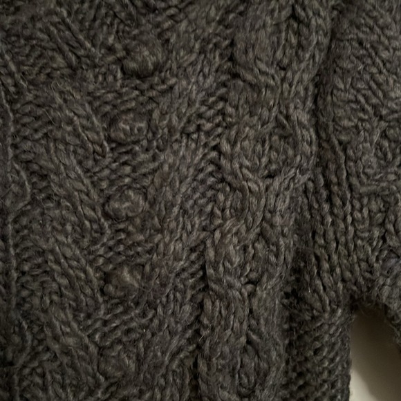 Kaisely Charcoal Cable Knit Wool Blend Back Zip Sweater 3/4 Sleeve Medium - Picture 9 of 12